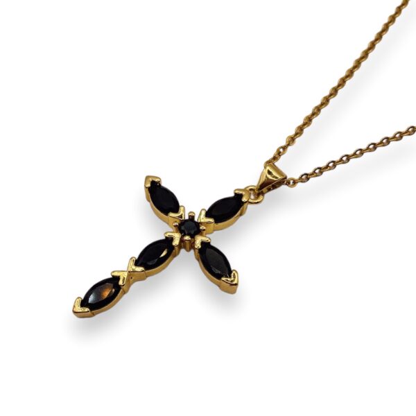 Holly Cross Necklace Black