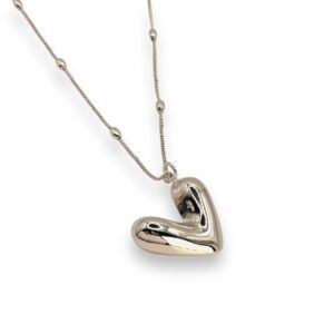 Collar Corazón Inflado Silver